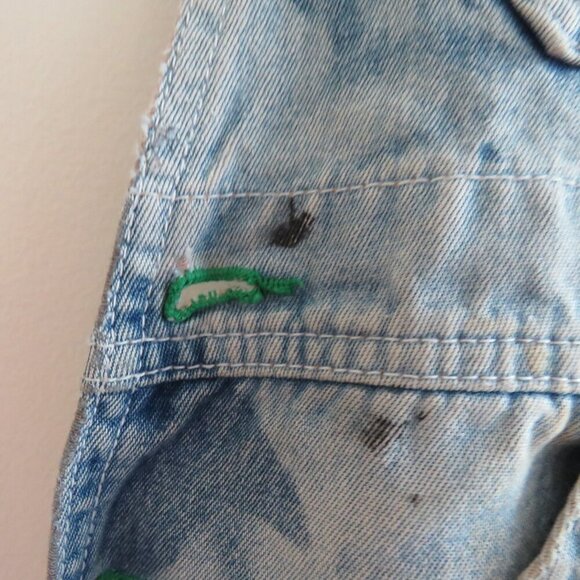 VINTAGE LIBERTY Cargo Carpenter Denim Overalls Acid Wash Hand Embroidered Work - Picture 8 of 16